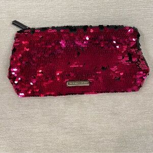 Victoria's Secret Hot Pink and Black Sequin Clutch makeup bag